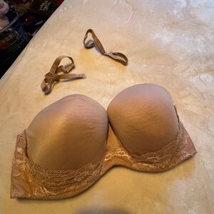 Victoria's Secret Tan Lace Strapless Bra